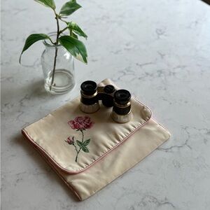 Floral Embroidered Pouch Vintage Opera Glasses Binoculars Japan